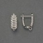 Ear Wires for Earrings, White Rhinestones, Silver-tone Metal, 18x6.5mm+ - Pair