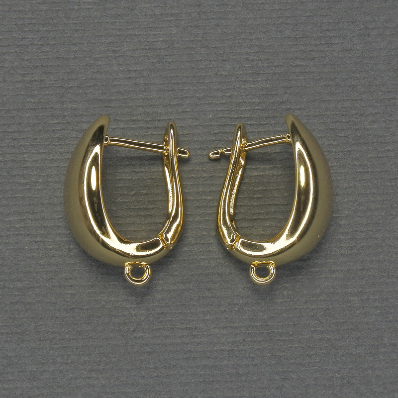 Ear Wires for Earrings, Gold-tone Metal 18x10mm+ - Pair