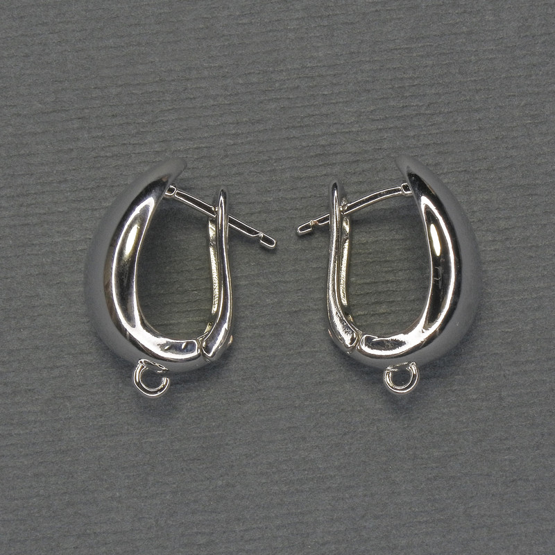 Ear Wires for Earrings, Silver-tone Metal 18x10mm+ - Pair