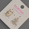Xuping Earrings with White Rhinestones and Sky-Blue Crystal, Diameter 8mm+/-, Length 14mm+/- 18K Gold Plating