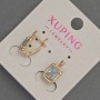 Xuping Earrings with White Rhinestones and Sky-Blue Crystal, Diameter 8mm+/-, Length 14mm+/- 18K Gold Plating