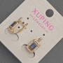 Xuping Earrings with White Rhinestones and Blue Crystal, Diameter 8mm+/-, Length 14mm+/- 18K Gold Plating