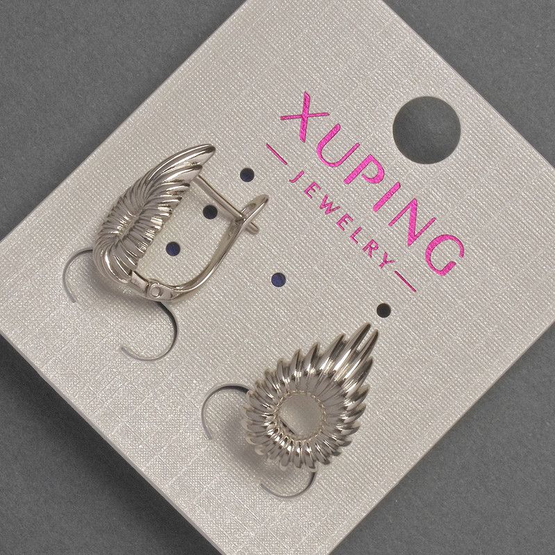 Xuping Earrings, diameter 11mm+-, length 18mm+- Rhodium