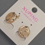 Xuping Earrings with White Rhinestones, Diameter 14mm+-, Length 14mm+- 18K Gold Plating