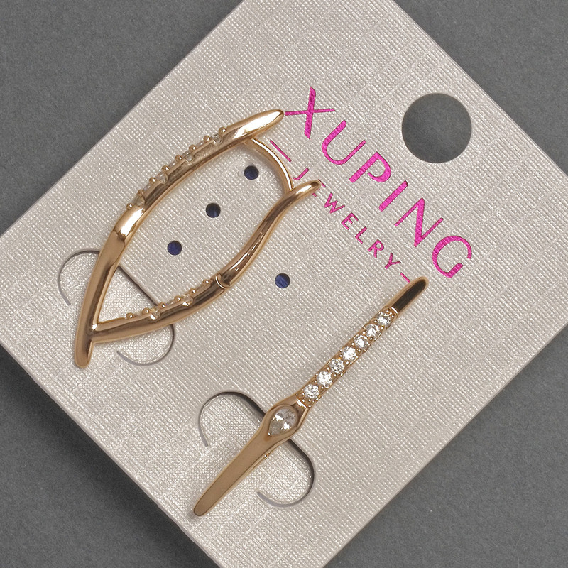 Xuping Earrings with White Rhinestones, Diameter 2-3mm+-, Length 32mm+- 18K Gold Plating