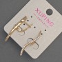 Xuping Earrings with White Rhinestones, Diameter 2mm+-, Length 34mm+- 18K Gold Plated