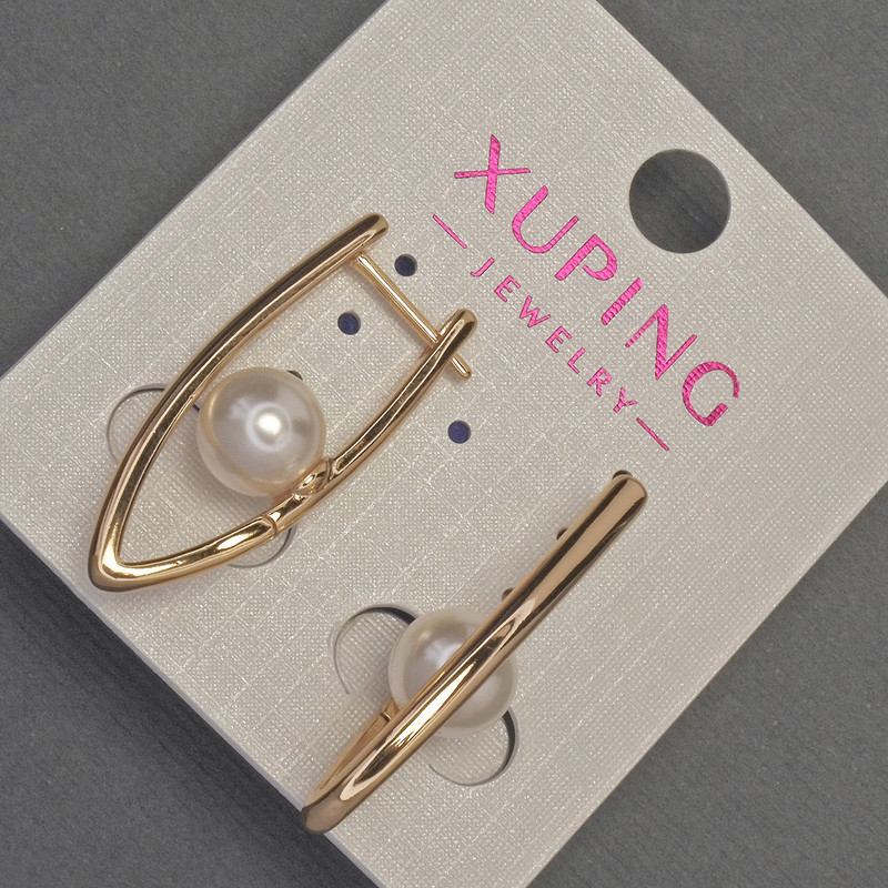 Xuping Earrings with Majorica Pearl, Diameter 8mm+-, Length 30mm+- 18K Gold Plated
