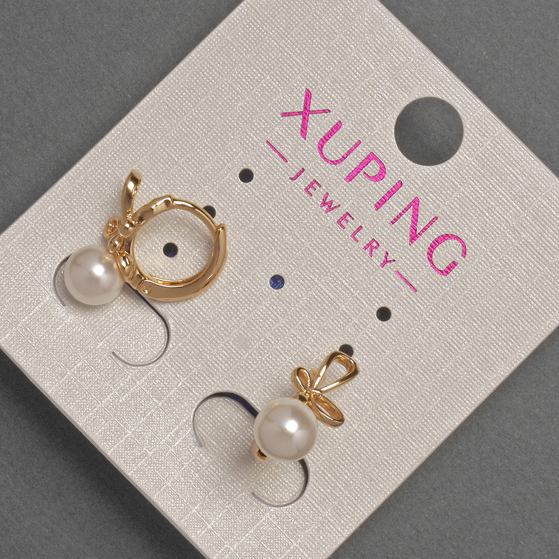 Xuping Earrings with Majorica Pearl, Diameter 6mm+-, Length 14mm+- 18K Gold Plated