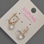 Xuping Earrings with White Rhinestones and Majorica Pearl, Diameter 8mm+-, Length 18mm+- 18K Gold Plated
