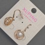 Xuping Earrings with White Rhinestones and Majorca Pearl, Diameter 13mm+/-, Length 27mm+/- 18K Gold Plating