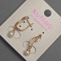 Xuping Earrings with White Rhinestones and Majorca Pearl Bead, diameter 6mm+-, length 27mm+- 18K Gold Plated