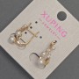 Xuping Earrings with White Rhinestones and Majorca Pearl Beads, diameter 5-4-3mm+/-, length 20mm+/- 18K Gold Plating