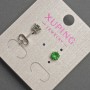 Xuping Stud Earrings with Green Crystal, Diameter 5mm +/- Rhodium