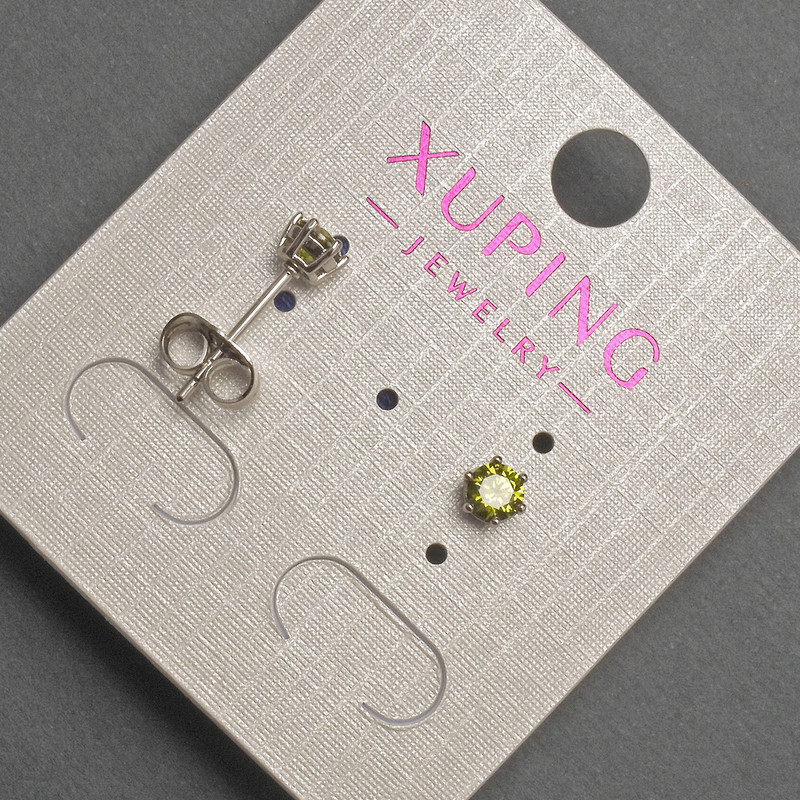 Xuping Stud Earrings with Olive Crystal, Diameter 4mm +/- Rhodium