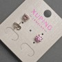 Xuping Stud Earrings with Pink Crystal, diameter 6mm+/- Rhodium