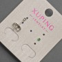 Xuping Stud Earrings with Green Crystal, diameter 2mm+/- rhodium