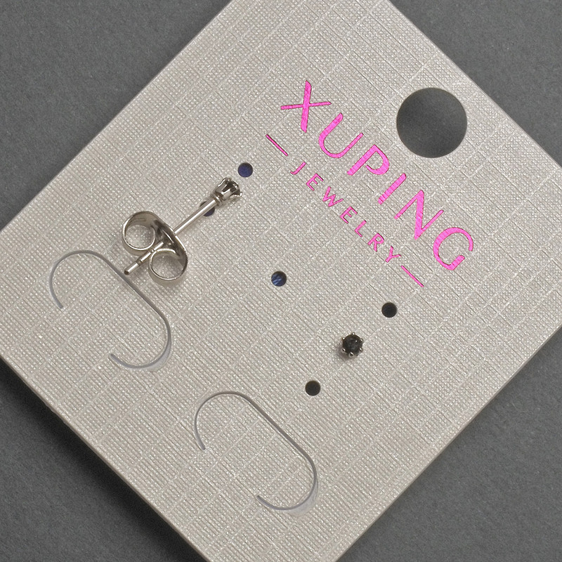 Xuping Stud Earrings with Black Crystal, Diameter 2mm+/- Rhodium