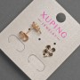 Xuping Stud Earrings with White Rhinestones and Black Enamel, Diameter 7x9mm +/- 18K Gold Plating