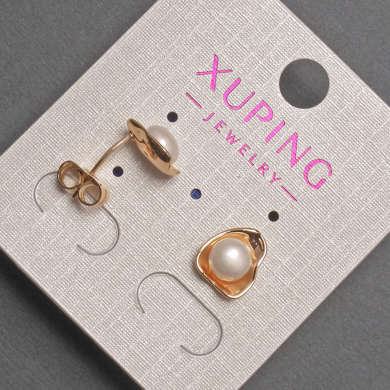 Xuping Stud Earrings with Pearl, Diameter 10mm+- 18K Gold Plating