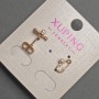 Xuping Stud Earrings with White Rhinestones and Pearl, Diameter 3mm, Length 10mm+- 18K Gold Plated