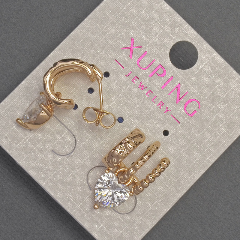 Xuping Heart Stud Earrings with White Crystal, Diameter 21x12mm+- 18K Gold Plated