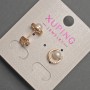 Xuping Stud Earrings with White Rhinestones and Pearl, Diameter 5mm, Length 10mm+- 18K Gold Plated