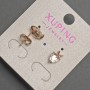 Xuping Heart Stud Earrings with White Crystal, 7x10mm+/- 18K gold plating