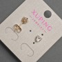 Xuping Heart Stud Earrings with White Crystal, Diameter 5mm+/- 18K Gold Plating