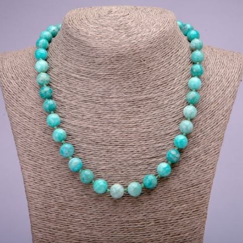 Natural amazonite bead necklace, smooth round beads diameter 10(±)mm, length 45cm