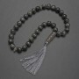 Larvikite Prayer Beads, Smooth Bead 12mm+-, Rondelle 15x5mm+-, Inset Bead 28x11mm+