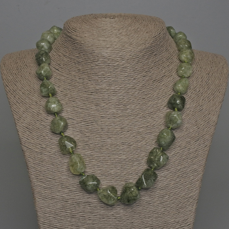 Necklace Rutilated Quartz Natural Stone Faceted Beads, Diameter 15x12mm+/- with Clasp, Length 50cm+
