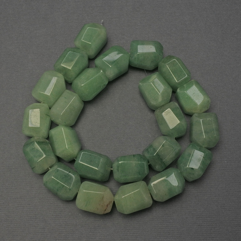 Jade Beads, natural stone, faceted, diameter 16x13mm+/- on a string, length 38cm+