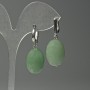 Jade Earrings, faceted oval, diameter 15x20mm+/-, length 36mm+
