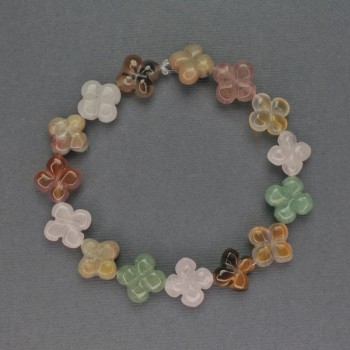Assorted Beads of Natural Stone Clover Shaped 14×14mm ±, Length 20cm ±