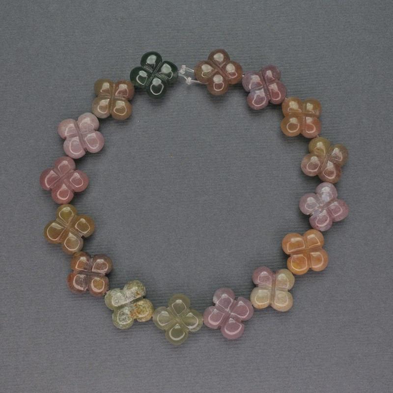 Multicolour Jasper Beads Natural Stone Clover, diameter 14x14mm+-, length 20cm+
