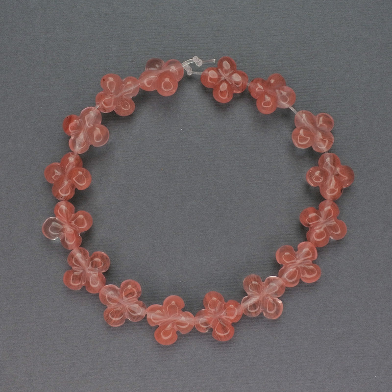 Chalcedony Beads, natural stone clover shape, diameter 13x13mm+/-, length 20cm+