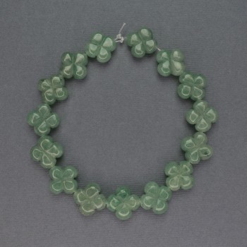 Jade Beads Natural Stone Clover, diameter 14x14mm+-, length 20cm+