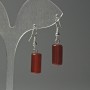 Carnelian Cylinder Earrings, Diameter 8x15mm+/-, Length 37mm+