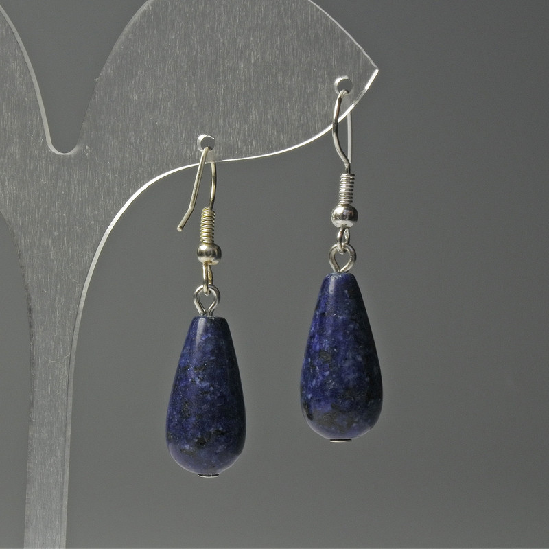 Lapis Lazuli Drop Earrings, diameter 10x25mm+-, length 40mm+