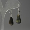 Tiger's Eye Drop Earrings, Diameter 10x25mm+/-, Length 40mm+