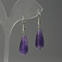 Amethyst Drop Earrings, diameter 10x23mm+/-, length 40mm+