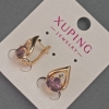 Xuping Earrings with White Rhinestones and Purple Crystal, diameter 11mm+/-, length 16mm+/- 18K Gold Plated
