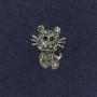 Cat Brooch White and Black Rhinestones Silver-Tone Metal 11x15mm+