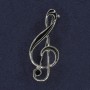 Treble Clef Brooch Black Enamel Silver-Tone Metal 16x40mm+