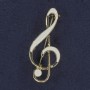 Treble Clef Brooch, white enamel, gold-tone metal 16x40mm+