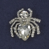 Spider Brooch with White Rhinestones, Silver-Coloured Metal, 26x26mm+