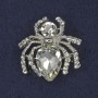 Spider Brooch with White Rhinestones, Silver-Coloured Metal, 26x26mm+