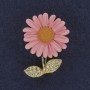 Daisy Brooch, white rhinestones, pink enamel, gold-tone metal, 39x32mm+