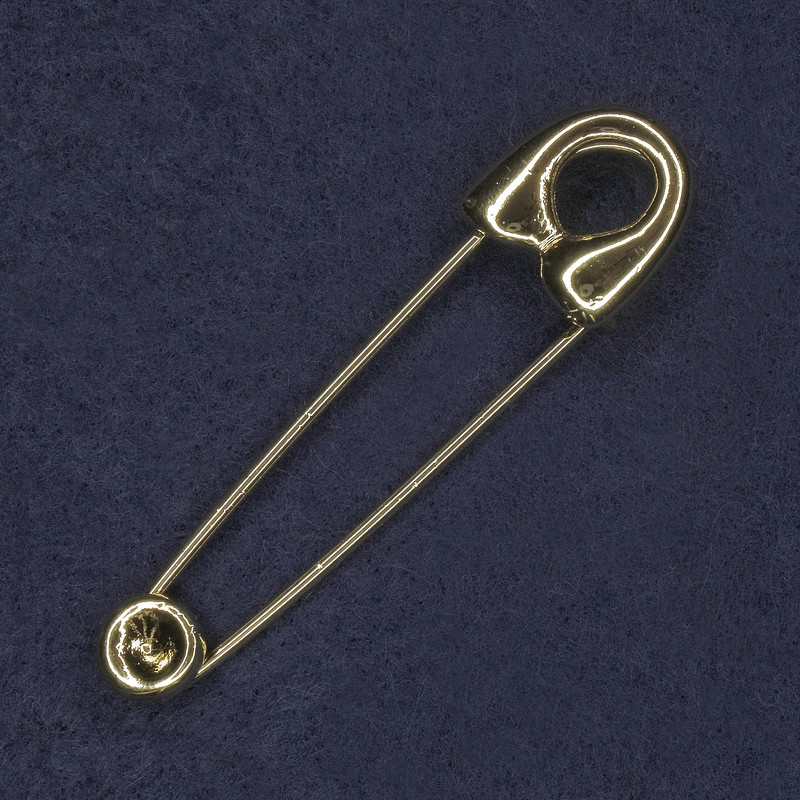 Pin Brooch 17x72mm+/-, Gold-Tone Metal