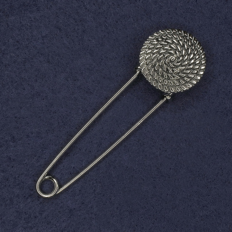 Coin Pin Brooch 23x76mm+- Silver-Tone Metal